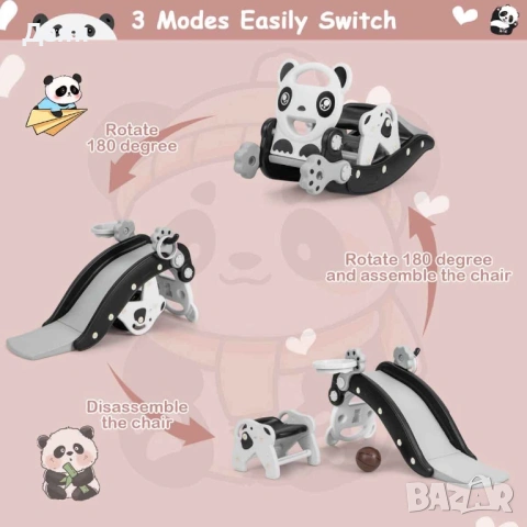 Детски комплект люлеещо се конче и пързалка Costway с баскетболна топка и игра с ринг, снимка 6 - Други - 53456994