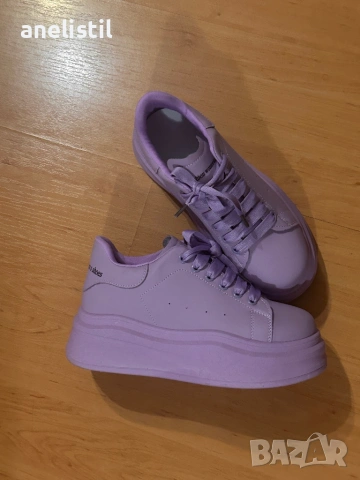 💜 Модерни дамски кецове на платформа – лилави 💜, снимка 3 - Кецове - 53219700