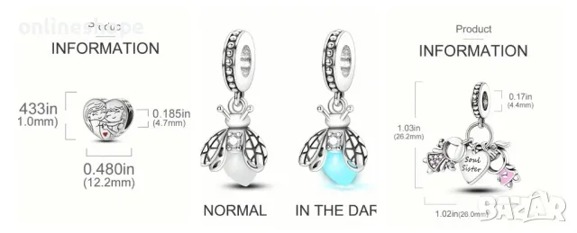 Талисмани с ПОКРИТИЕ ОТ СРЕБРО 925 за гривни , снимка 5 - Други - 49308830