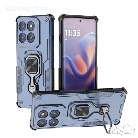 WANLONFENG Защитен калъф с Протектор за Motorola Edge 60 Pro 5G | Удароустойчив PC+TPU, Стойка, Темп, снимка 2 - Калъфи, кейсове - 53097482