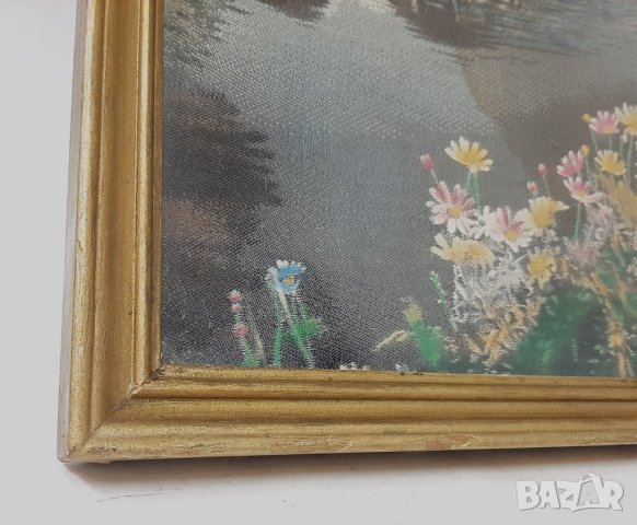 Стара бродирана картина, гоблен - щъркел, цветя(14.3), снимка 8 - Гоблени - 43806238