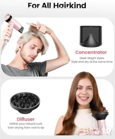 Нов Бързосъхнещ сешоар 110,000 RPM, 200M йони, 12 режима за коса жени, снимка 7 - Сешоари - 49291684