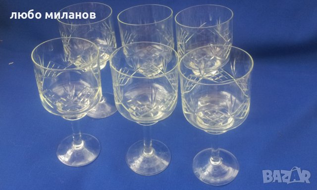 Кристали чаши за алкохол, високо столче, гравюра 6 бр