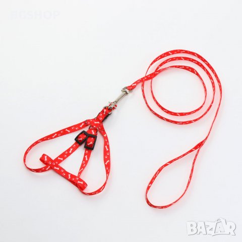 Нагръдник и повод за куче или котка 2 в 1 - Червен, снимка 3 - За кучета - 26292845