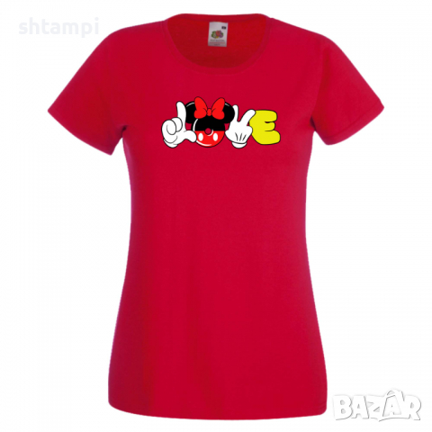 Дамска тениска Minnie Love Подарък,Изненада,Рожден ден,, снимка 9 - Тениски - 36530290