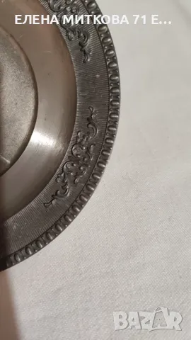 WMF Германия малка масивна калаена чиния барелеф на Рембранд, снимка 4 - Антикварни и старинни предмети - 49787478