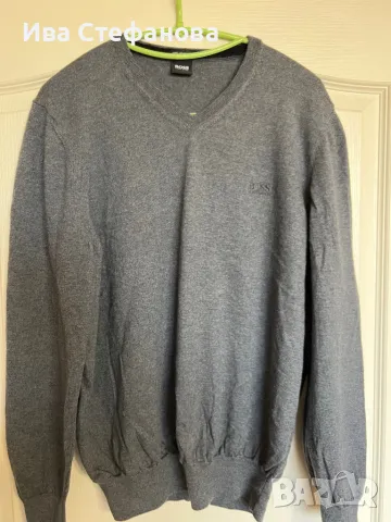 Нов 100 % оригинален марков тънък сив пуловер блуза Hugo Boss, снимка 10 - Блузи - 48199431