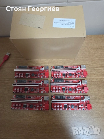 6 броя Екстендер v013-PRO RED PCI-E Riser Card USB 3.0