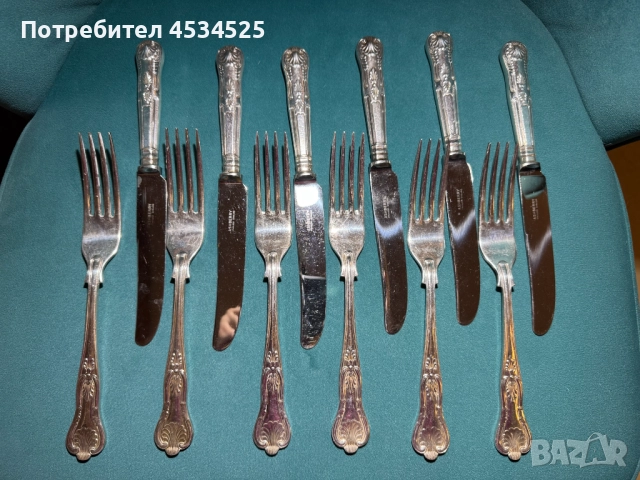 ✨ Луксозен винтидж комплект посребрени вилици – 6 бр. + подарък 6 ножа (непосребрени) ✨, снимка 2 - Други ценни предмети - 52646785
