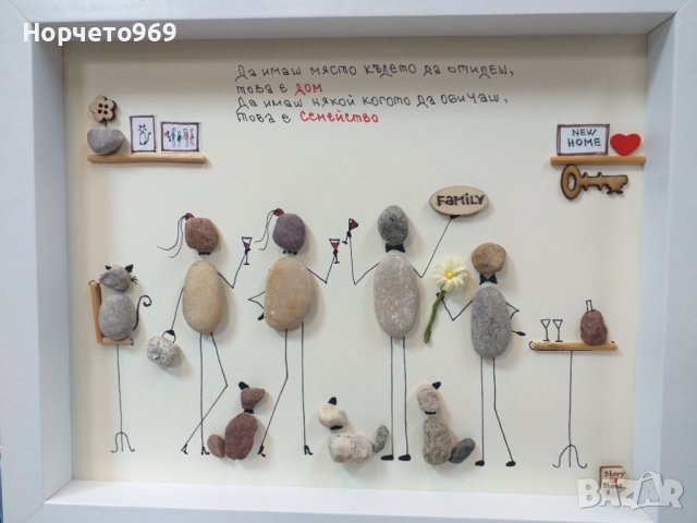 Ръчно изработено персонално пано от морски камъчета