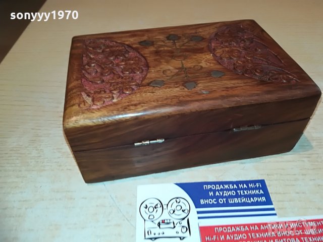 КРАСИВА ДЪРВЕНА КУТИЯ С ЧЕРЕН КАМЪК-16Х10Х6СМ, снимка 14 - Антикварни и старинни предмети - 28722844