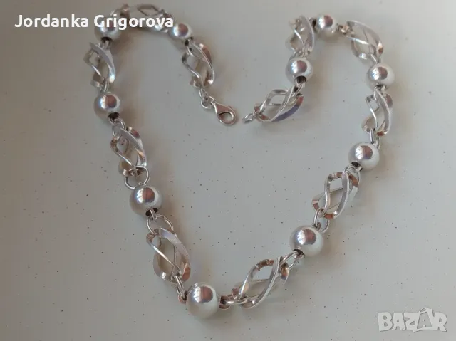 Сребърно колие с топчета, снимка 3 - Колиета, медальони, синджири - 47809813