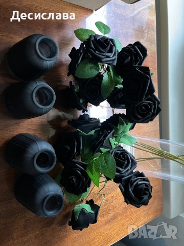 Украса от изкуствени цветя, вази и свещи, снимка 4 - Декорация за дома - 52190185