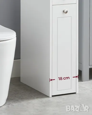Шкаф за баня Тесен за тоалетна хартия Тоалетен с чекмеджета Стоящ Бял, снимка 4 - Шкафове - 49578567