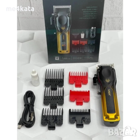 Машинка за Подстригване VGR V-656 – Професионална, С Метален Корпус, LED Дисплей и 6 Приставки, снимка 2 - Друга електроника - 52732718