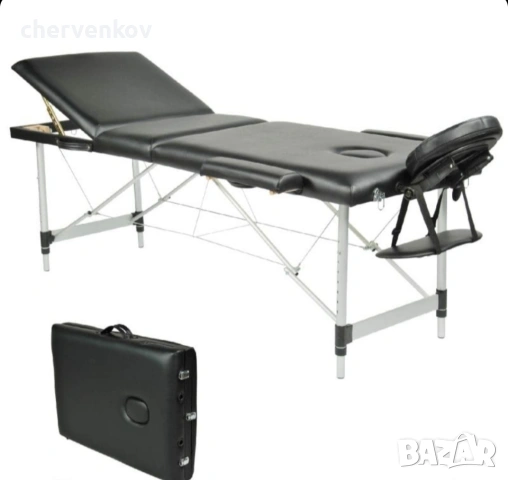 Двусекторна алуминиева козметична масажна кушетка -бял и черен цвят, снимка 4 - Кушетки - 53166129