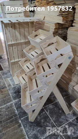Дървени стелажи за магазини, за плод и зеленчук , търговско оборудване , щанд, снимка 6 - Стелажи и щандове - 48856087