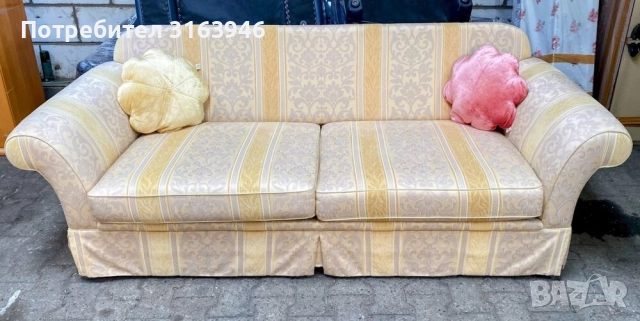 Диван с тапицерия в бароков стил – златисто и сребристо, снимка 2 - Дивани и мека мебел - 52235224