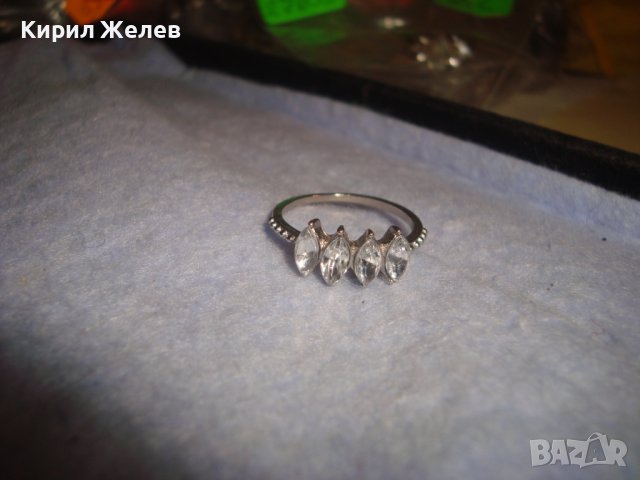 ИЗЯЩЕН НЕЖЕН СРЕБРИСТ ПРЪСТЕН с КРАСИВО ФАСЕТИРАНИ ЦИРКОНИ 27591