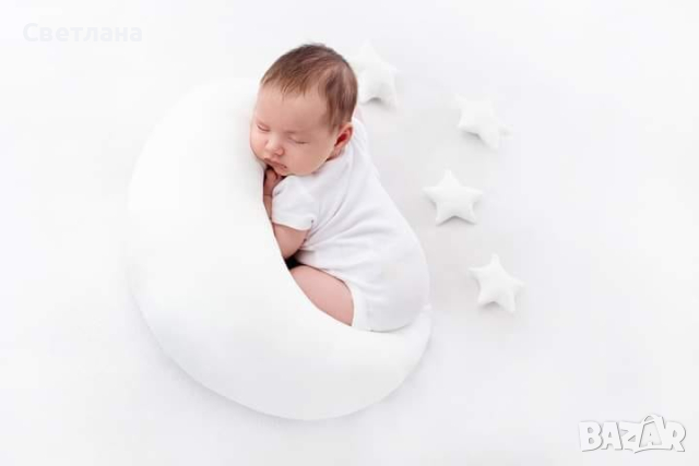 Сет луна, звезди и възглавничка за фотосесия за новородено