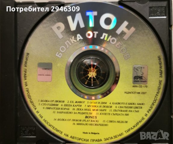 Ритон - Болка от любов(1998), снимка 3 - CD дискове - 44112568