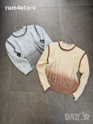 Пуловер с камъни и омбре ефект, снимка 3 - Блузи с дълъг ръкав и пуловери - 52435473