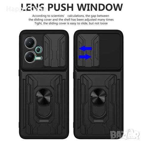 Xiaomi Redmi 12 / Note 12 Pro / 12 / 12 Pro+ / RING CARD SLOT Удароустойчив кейс гръб калъф, снимка 4 - Калъфи, кейсове - 40298854