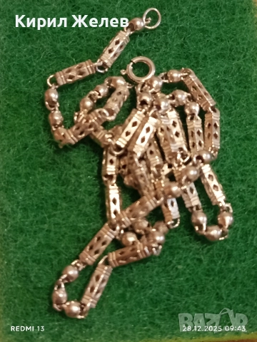 Винтидж сребърен ланец плетка тип БАРЕЛ елегантен стилен дизайн 25848, снимка 8 - Колиета, медальони, синджири - 52917435