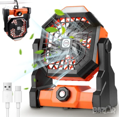 Продавам: Преносим LED Фенер с Кука за Къмпинг/Работа (Ledeak, Акумулаторен, Въртящ се)