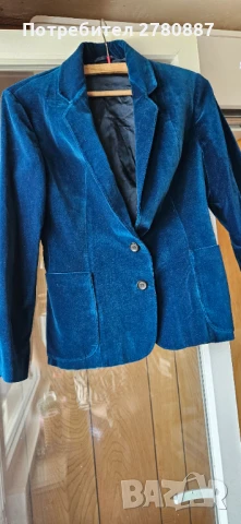 Дамско Синьо велурено сако – цвят кралско синьо ХС -С, снимка 3 - Сака - 50684998