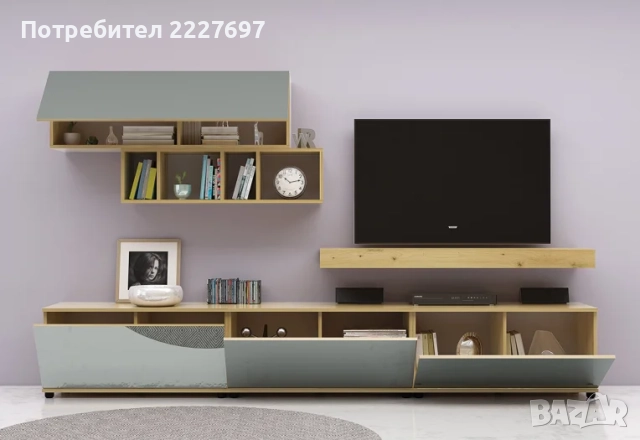 Секция Примо -  Артизан ,МДФ антрацит огледален гланц, снимка 3 - Секции и витрини - 52202003