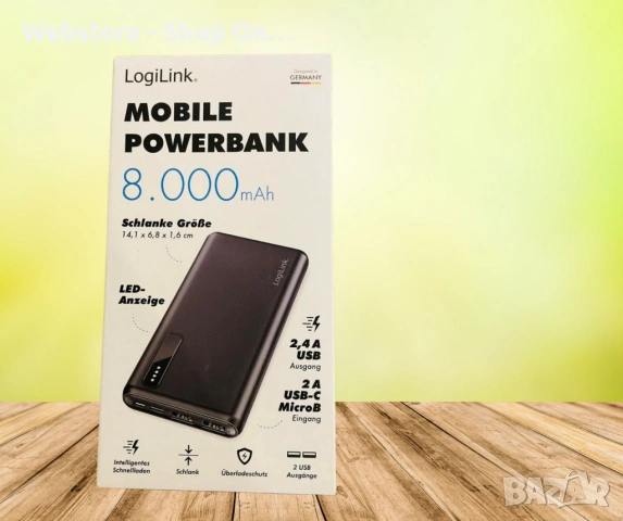 Преносима батерия, Mobile Powerbank, LogiLink, снимка 4 - Външни батерии - 53604980