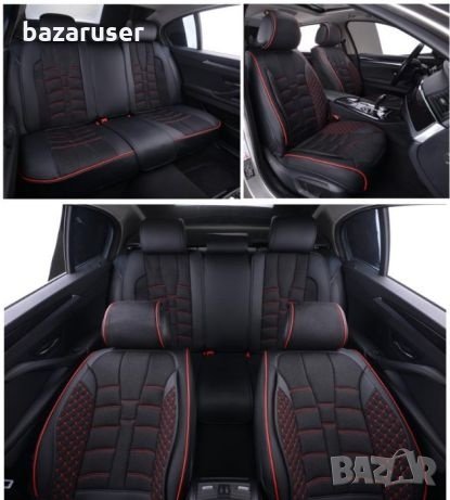 К-т Черна Текстилна Тапицерия(Калъфи за Седалки) Подходящ за всички автомобили, снимка 3 - Аксесоари и консумативи - 33228828