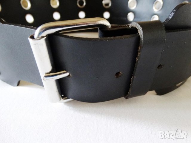 НОВ! Biker Leather Belt Made in Italy Дамски Колан Естествена Кожа Размер М (85см) , снимка 3 - Колани - 26882823