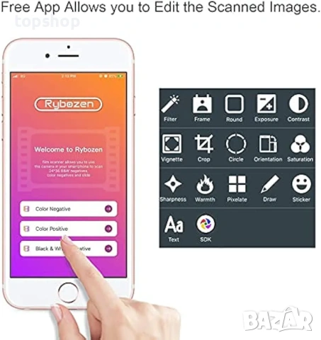 Мобилен скенер за негативи и диапозитиви Rybozen – Дигитализирайте вашите спомени със смартфона си  , снимка 7 - Друга електроника - 53241916