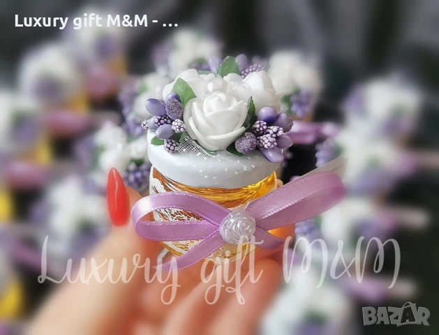 Подаръци за гости, подаръчета за гости - бурканче с мед "Трите рози", снимка 14 - Подаръци за сватба - 50694579