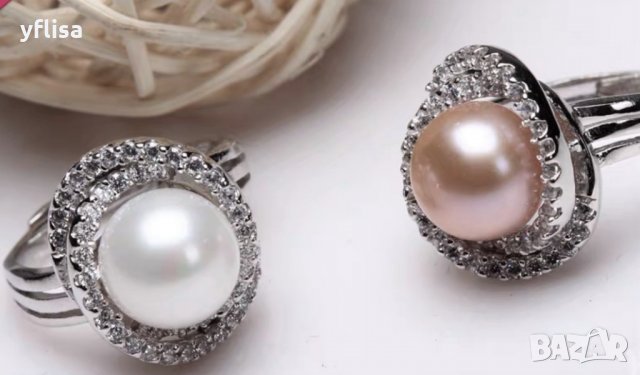 Сребърен пръстен с естествена, бяла перла, снимка 3 - Пръстени - 28421581