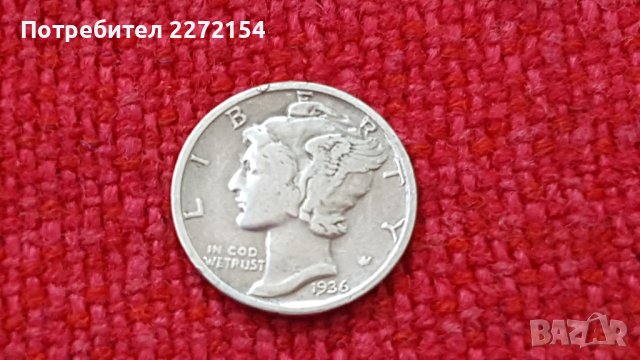 Сребърна монета дайм 1936, снимка 2 - Нумизматика и бонистика - 44129860