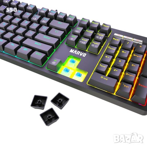 Marvo механична клавиатура Gaming Keyboard Mechanical KG948 - 108 keys, RGB, Macros, Blue switches, снимка 9 - Клавиатури и мишки - 43507167
