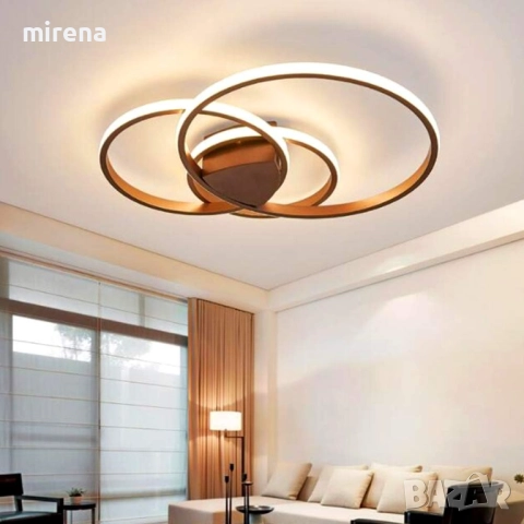 LED лед полилей с дистанционно 3 кръга бяла и кафява 218, 219, снимка 2 - Полилеи - 51536967