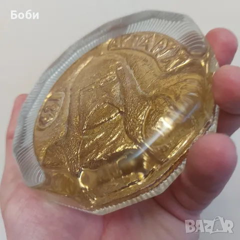 Старо Соц Рядко Стъклено Преспапие 681г. Хан Аспарух , снимка 11 - Колекции - 48908493