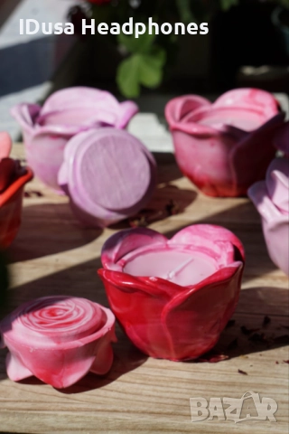 Ръчно изработени соеви свещи в керамична роза, снимка 4 - Декорация за дома - 51756413