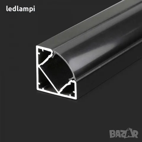 Алуминиев Ъглов Профил Черен За LED Лента 2000x19x19mm