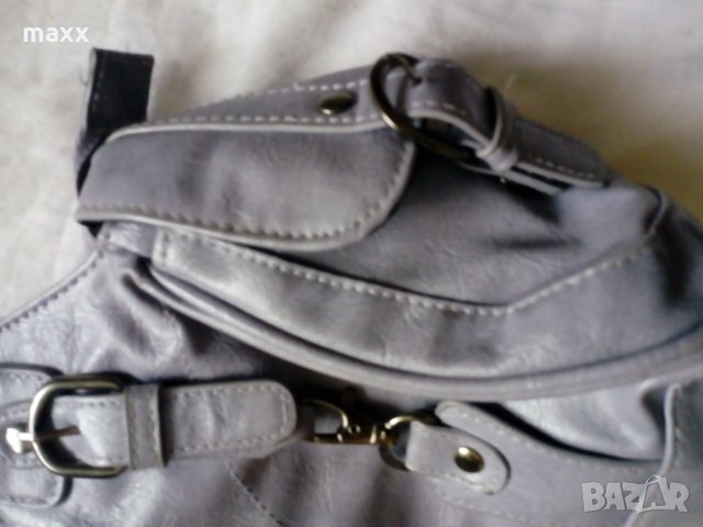 Светло лилава дамска чанта с дръжки и странични джобчета, снимка 3 - Чанти - 28400000