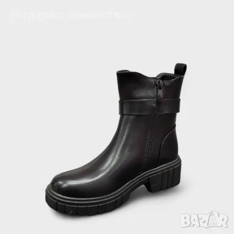 Дамски боти с тока и цип черно , снимка 2 - Дамски боти - 47507764