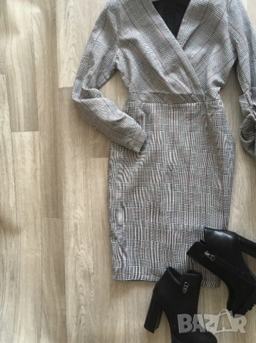 Разпродажба спешно! Нова рокля каре офис стил с подплата S, снимка 5 - Рокли - 52840816