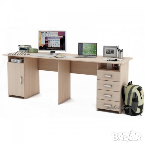 Бюро 208см.за двама с плавна врата и 4 чекмеджета(код-1169), снимка 5 - Бюра - 28691579