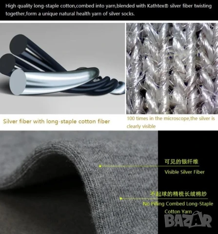 Ag+ Електромагнитна Защита Анти-Електростатични Заземяващи Чорапи Антибактериални Сребърни Нишки EMP, снимка 7 - Други - 51042386