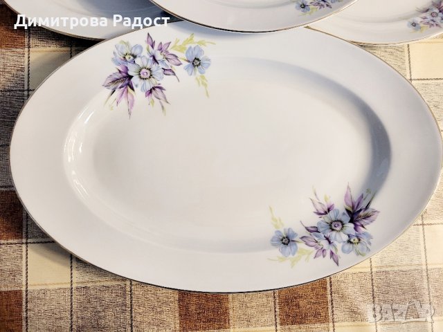 Български порцелан! Плато и 6бр.чинии. Състояние използвано като ново! , снимка 2 - Сервизи - 40252893