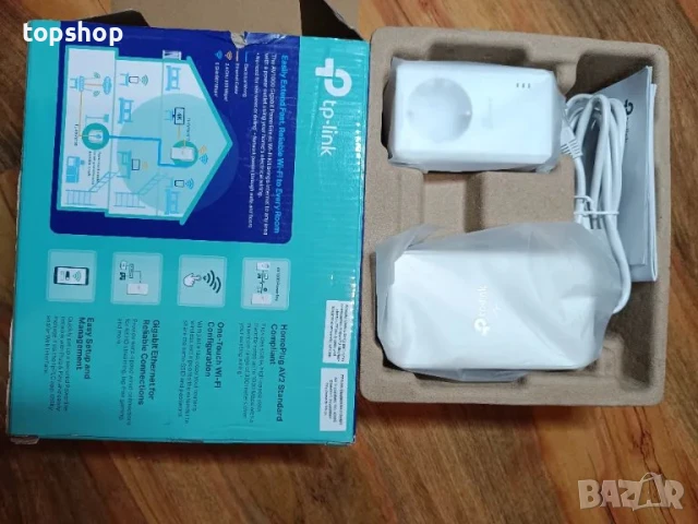 НОВ Powerline TP-Link TL-WPA7617 KIT AV1000 Wi-Fi KIT Powerline адаптер TL-WPA7617 KIT, снимка 8 - Мрежови адаптери - 50493227